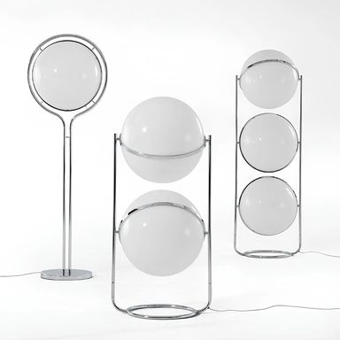 Lunar Orbit Floor Lamp – Retro-Futuristic Glow with Chrome &amp; Glass Spheres