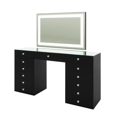 Adeline Makeup Vanity Table with LED Mirror in Black