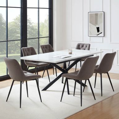 Brooke Rectangle Extendable 6-10 Seater Dining Table - Stone/Black