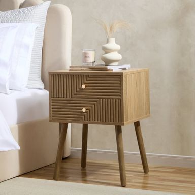 Dora 2 Drawer Nightstand - Light Wood