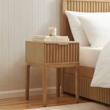 Elena Ash 1 Drawer Nightstand - Light Wood