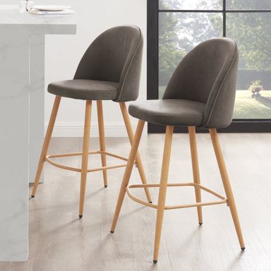 Iris Set of 2 Barstools - Taupe/Natural