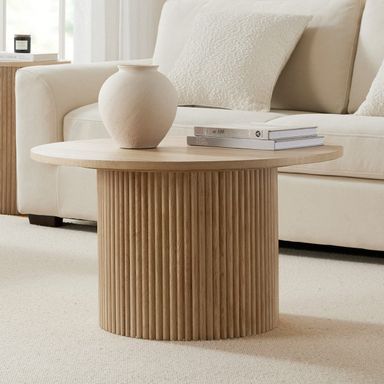 Hattie Round Pedestal Coffee Table - Light Wood