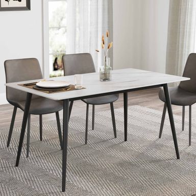 Liam, 55.91" Dining Table with Sintered Stone, White