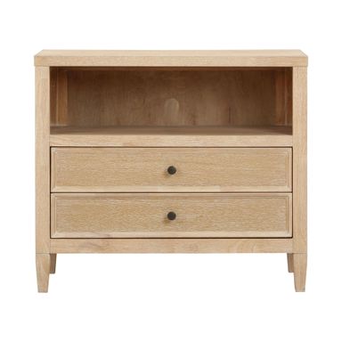 Bristol Park 30" Whitewashed Oak Wood 2-Drawer Nightstand