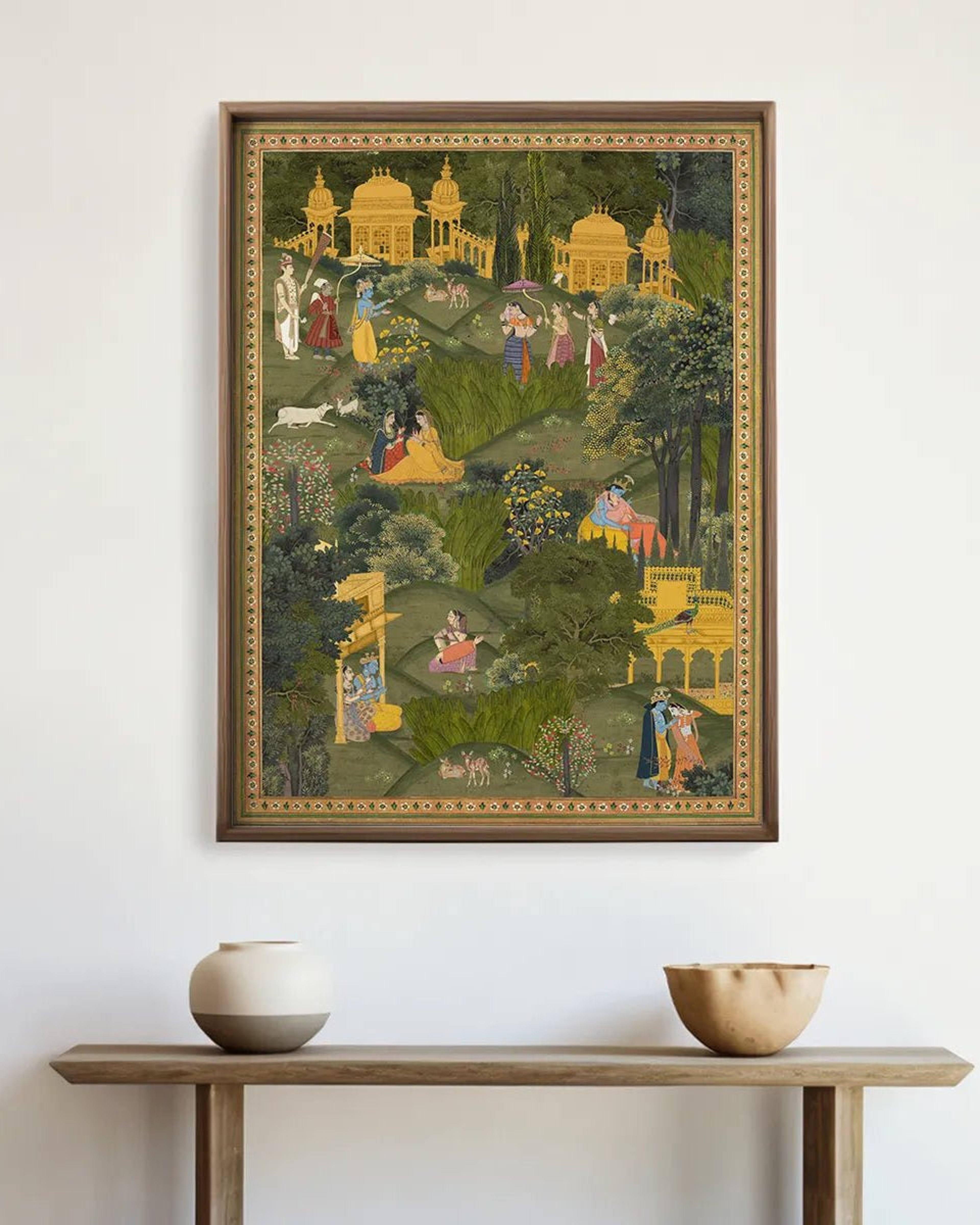 Krishna Leela Indian Painting Frameless Wall Art Poster 36x48