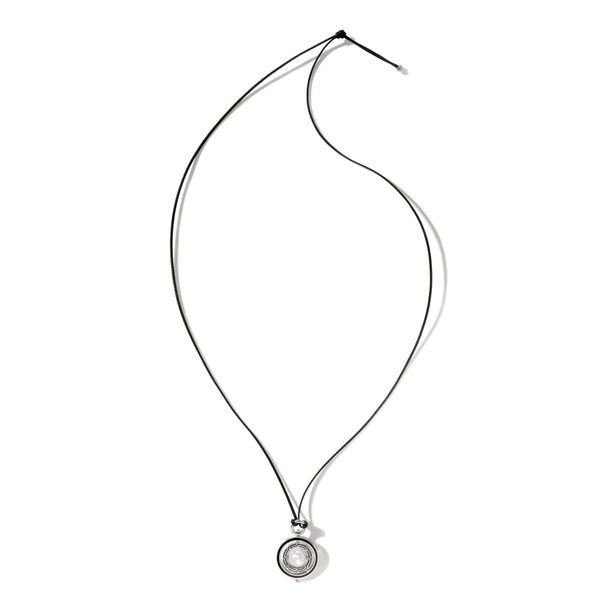 Moon Door Necklace, Silver, Leather, Pearl|NB301651BLBL