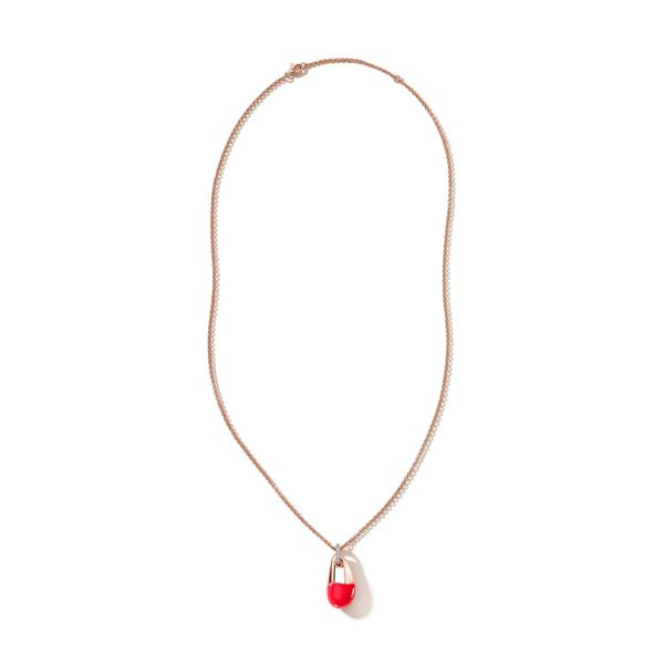 Pebble Necklace, Rose Gold, Silver, Diamonds|NZZP9011022RPKDI