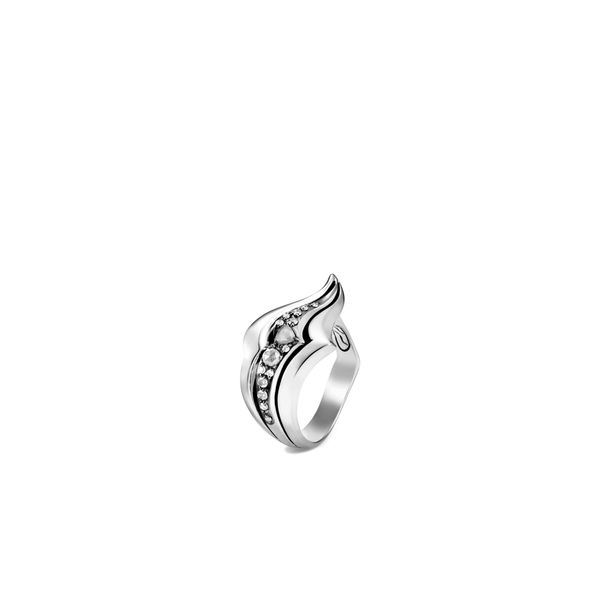 Lahar Ring, White Diamond, Grey Diamond, Pave, Sterling Silver|RBP440412MDI