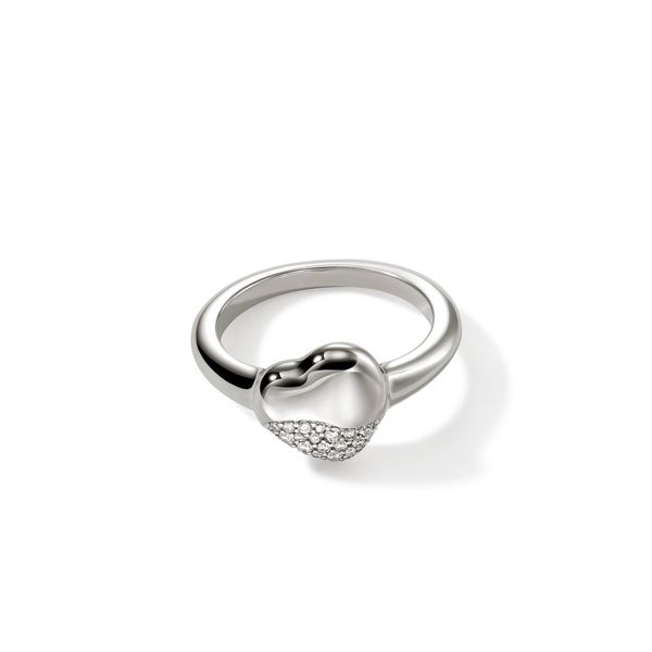 Pebble Heart Ring, Sterling Silver, Diamonds|RBP9012362DI
