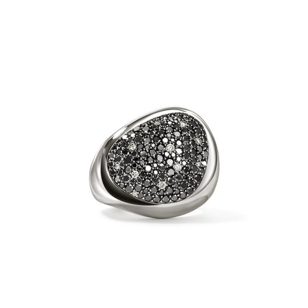 Pebble Ring, Sterling Silver, Black Sand Diamond Pavé|RBP987462MDI