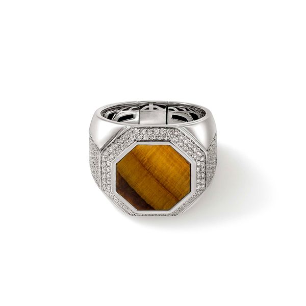 Signet Ring, Silver, Diamonds|RMS9011521TEDI