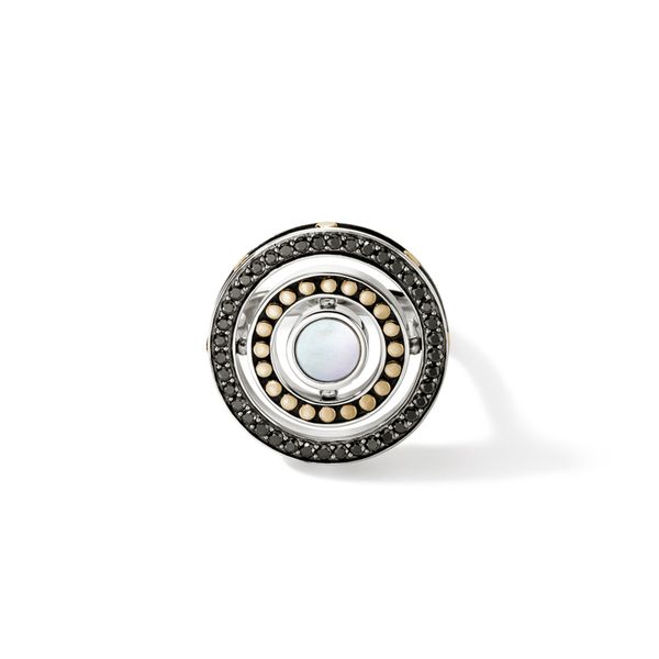 Moon Door Ring, Silver, Gold, Pavé|RZS301644BLSMOP