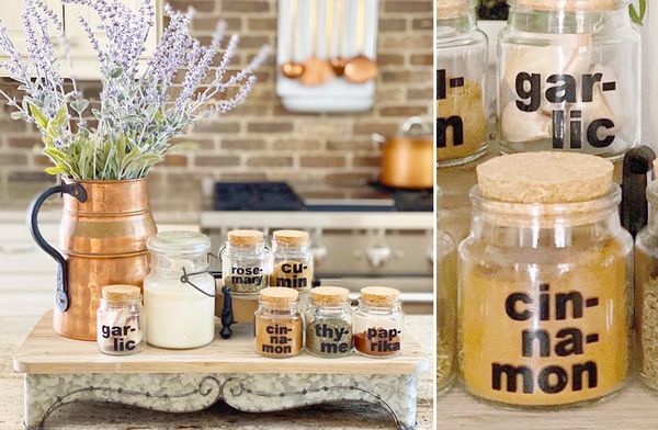 Glass Spice Jars with Cork Lids, Set of 6