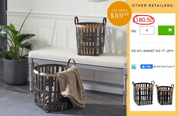 Metal Bushel Baskets With Handles, Set of 2