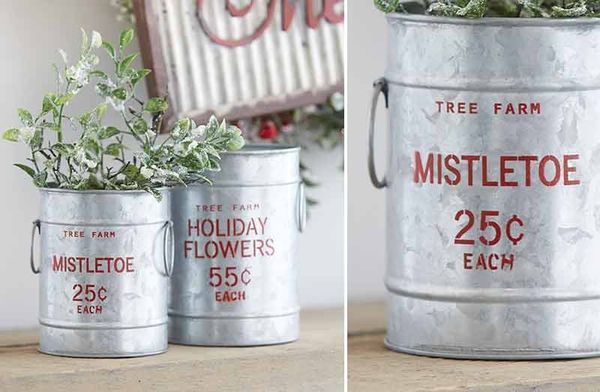 Tree Farm Holiday Buckets  Set of 2