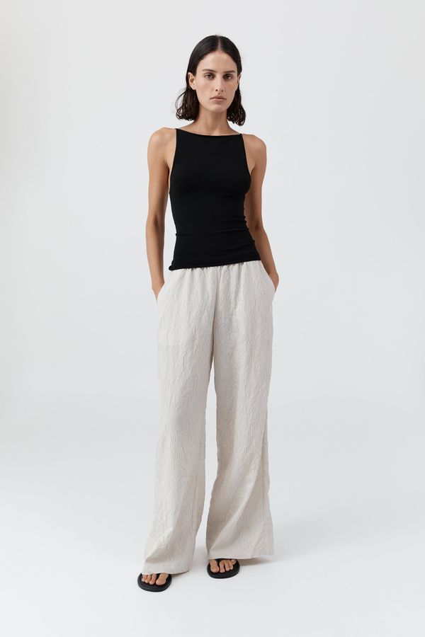 Relaxed Crushed Pant - Petite Pinstripe