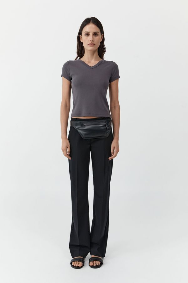 Organic Cotton V Neck Tee - Soot