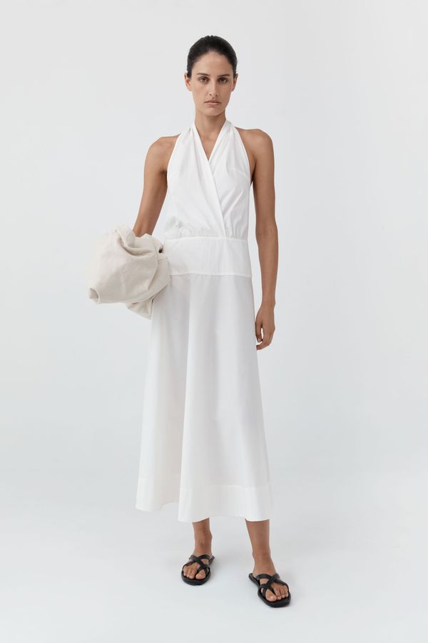 Halter Circle Hem Dress - Off White
