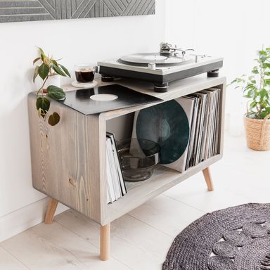 'Denmark' Record Player Stand Made From Scandinavian Redwood