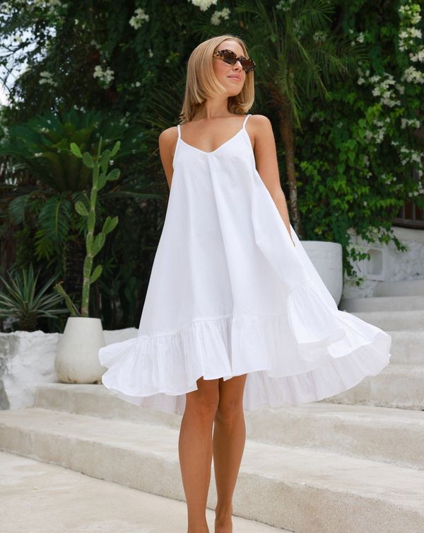 The Jetset - White Mini Cotton Swing Dress