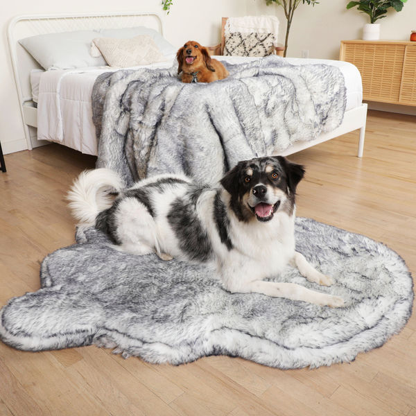PupRug® Luxe Orthopedic Bed + Matching Waterproof Blanket Bundle - Ultra Plush Arctic Fox