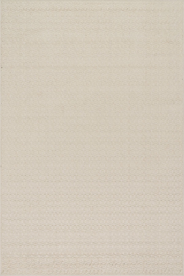 Cream Lilian Textured Squares Indoor/Outdoor 5' x 8' rug