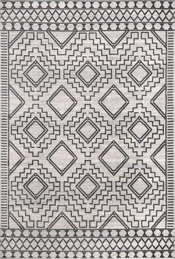 Grey Miranda Moroccan Diamond 5' x 8' rug