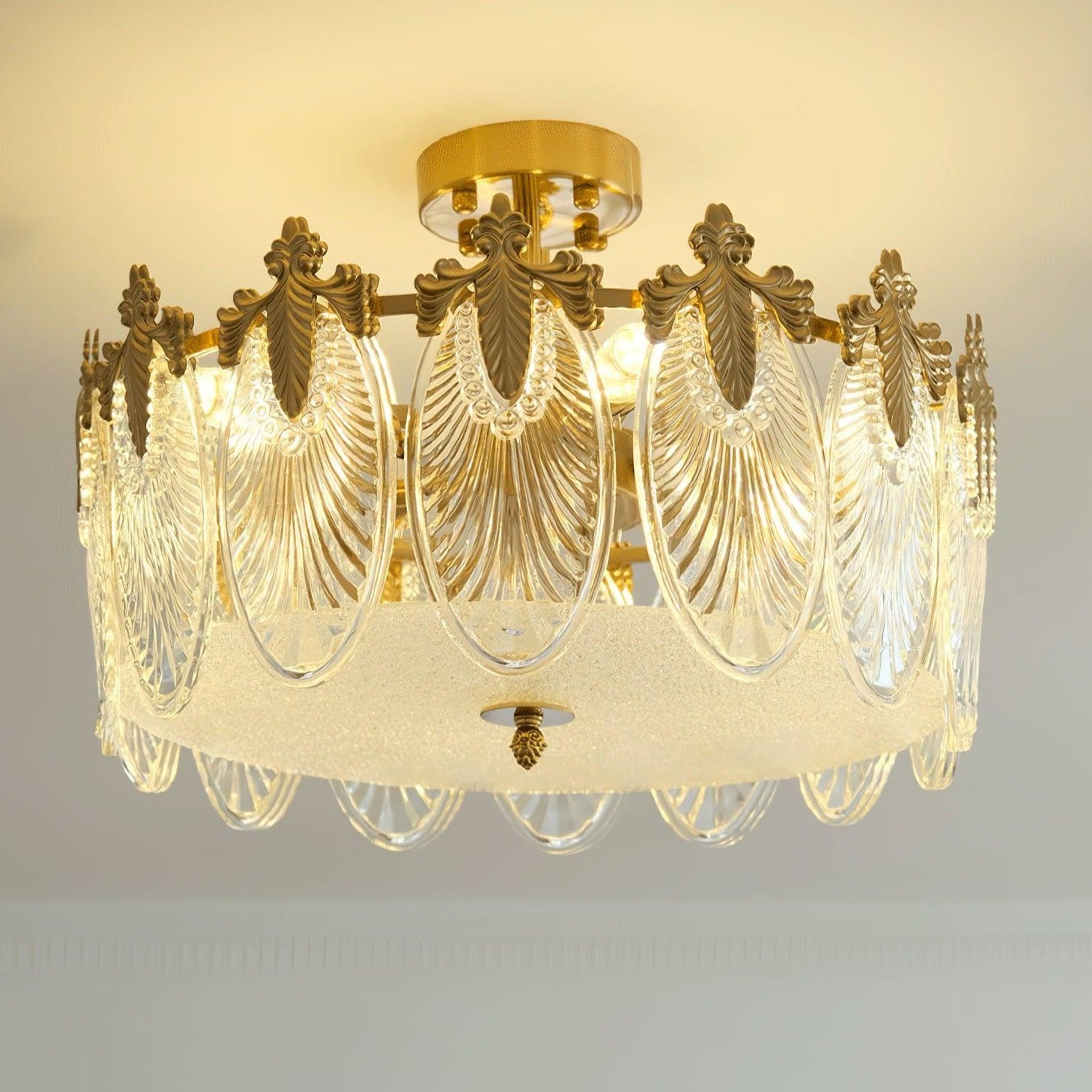 Elegant Decorative Pattern Glass Round Chandelier - Luxury Home Lighting