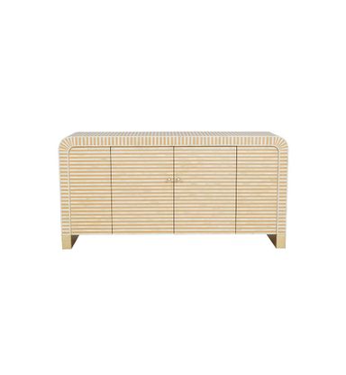 Bone Inlay Curved Sideboard In Peach