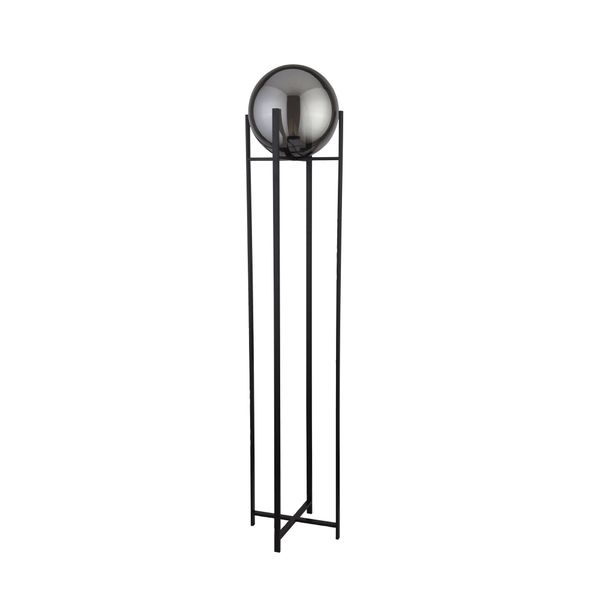 Matt Black Smoked Glass 159cm Floor Lamp