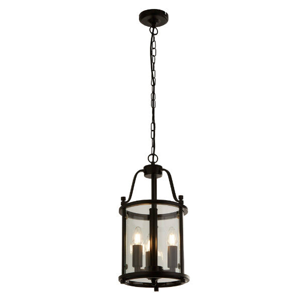 Lantern 3 Light Black Ceiling Pendant
