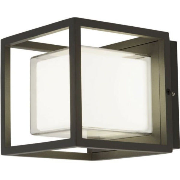 Ohio Dark Grey Cube IP44 LED Wall Light