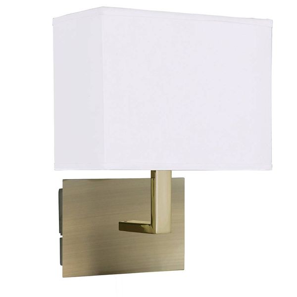 Antique Brass Wall Light with White Shade