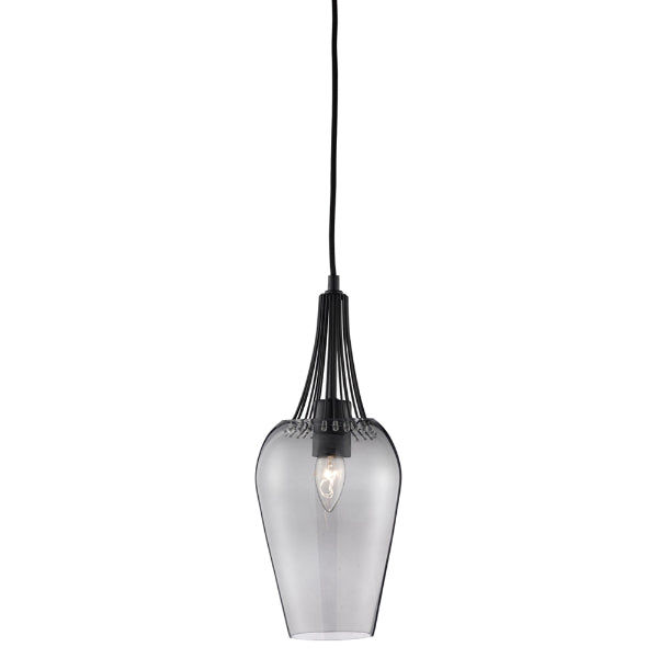 Whisk Matt Black And Smoked Glass Pendant Ceiling Light