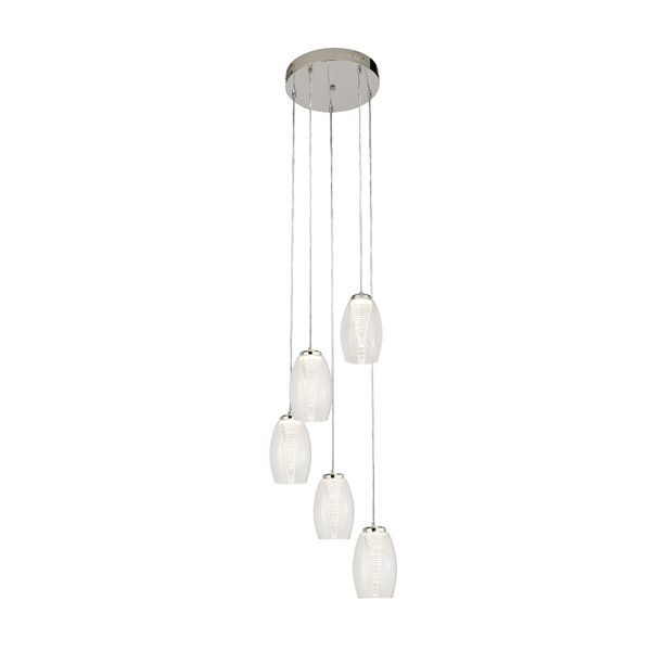 Cyclone 5 Light Clear Glass Ceiling Pendant
