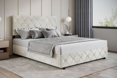 Hernandez - Tweepersoonsbed met opbergruimte - Beige - 160x200 cm