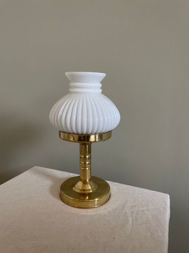 Small brass and milk glass table/desk lamp
