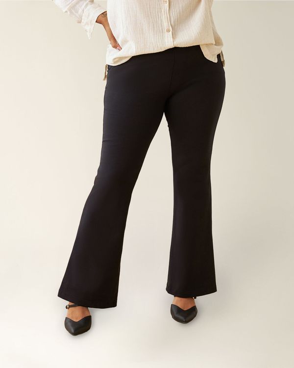 Postpartum Ponte Flare Pant | Black