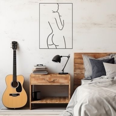 Undressing Female Figure Line Art Metal Wall Art
