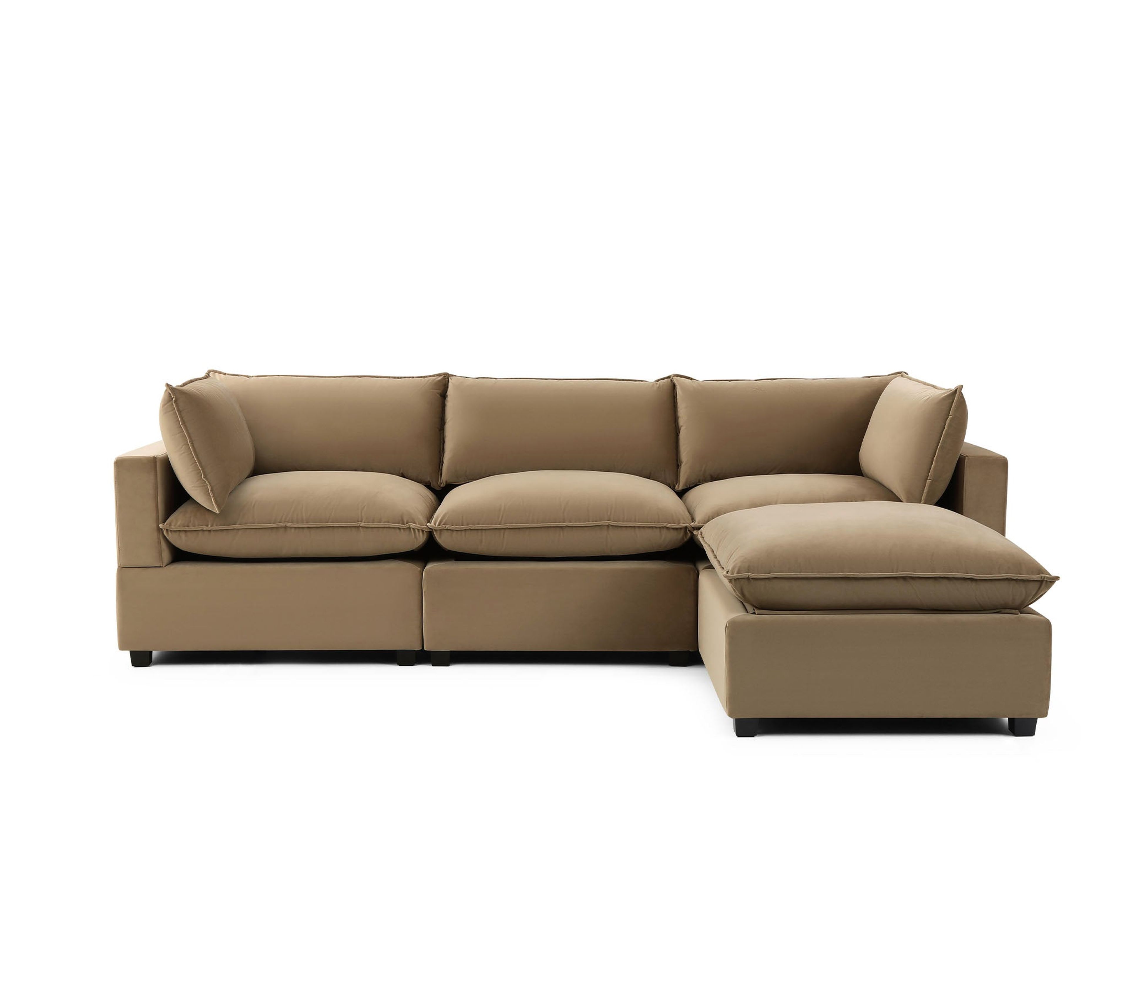 Luna 122-Inch Modern Sofa & Ottoman Set - Velvet Luxury