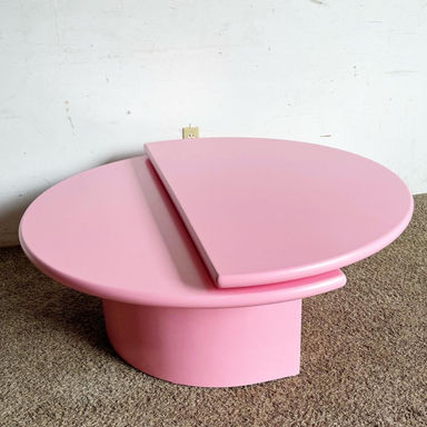 Postmodern Pink Hemi Circular Swivel Top Coffee Table