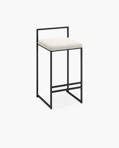 Freja Bar stool - Black - Ivory bouclé