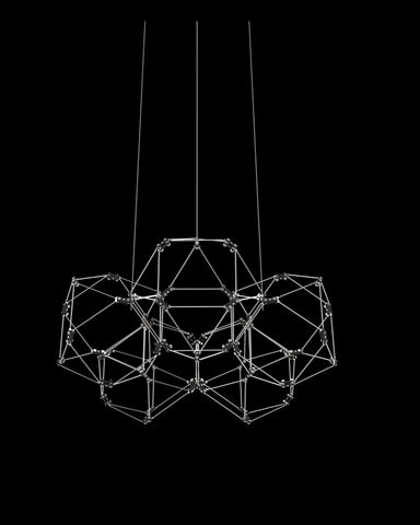 Lucciola 5 Prism Round Pendant Stainless Steel Illuminati Light