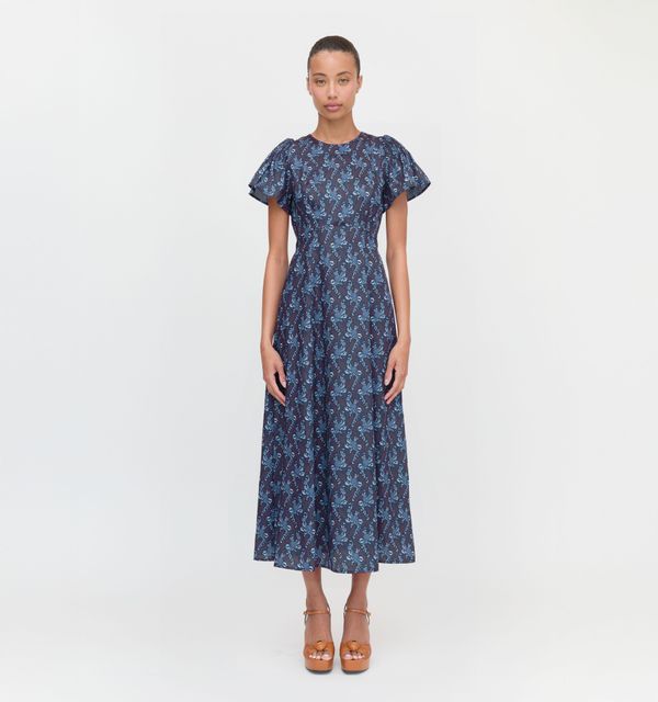 The Dominique Dress - Navy Cala Paisley