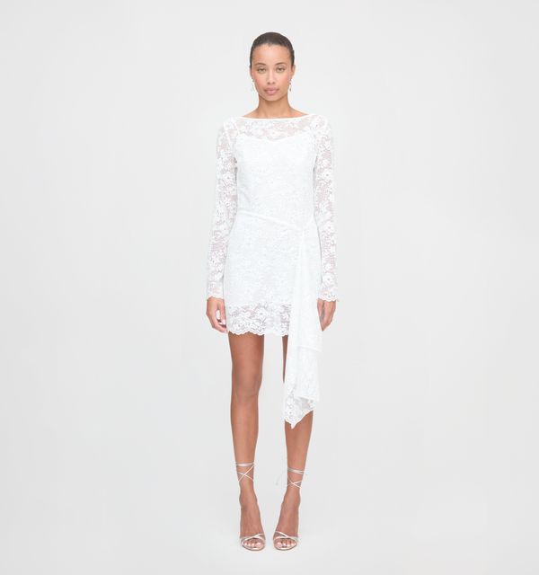 The Becca Dress - White Metallic Lace