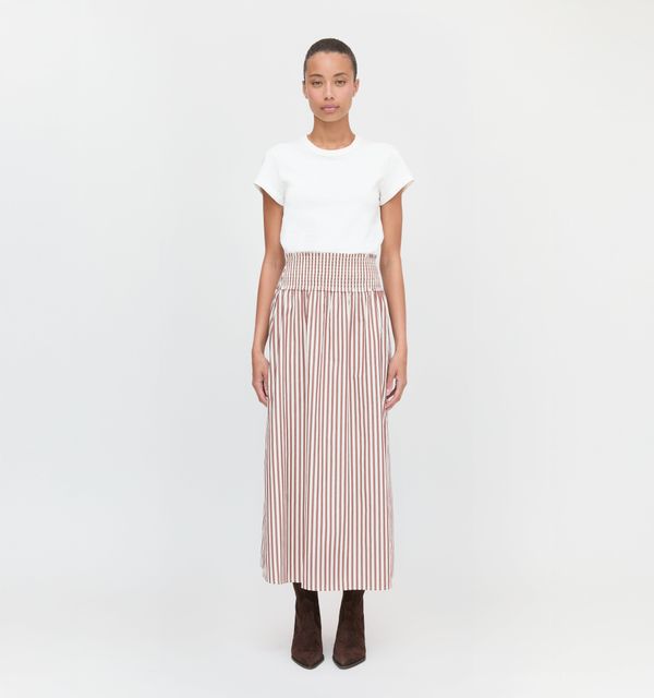 The Delphine Nap Skirt - Rust Stripe
