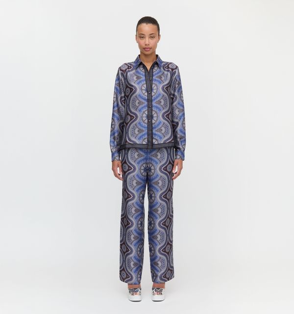 The Taylor Pant - Brown Cobalt Medallion