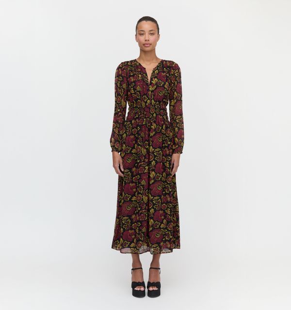 The Rosely Dress - Black Palampore Floral