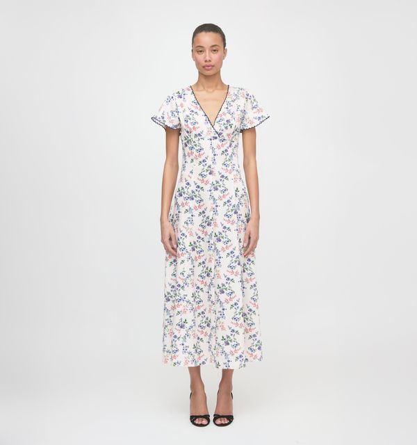 The Brie Dress - Scallop Bow Chintz Pink